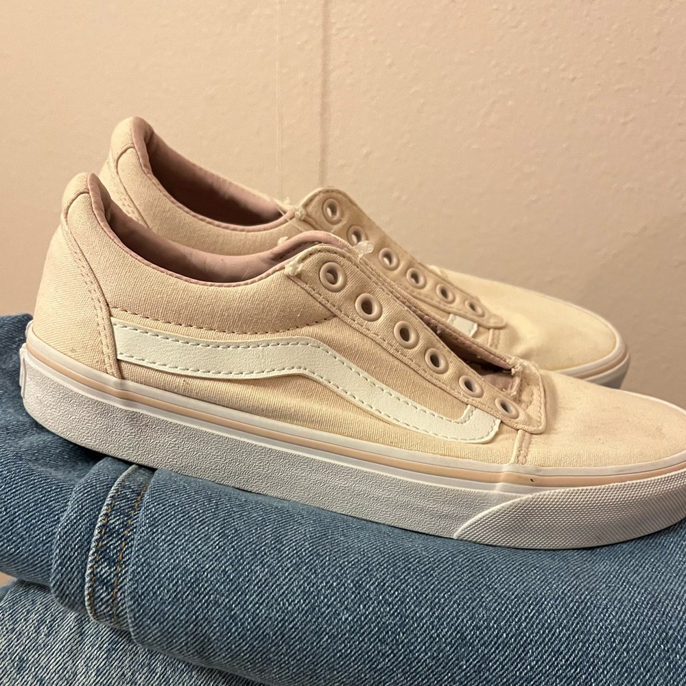 Blush pink Vans sneakers old school skool style